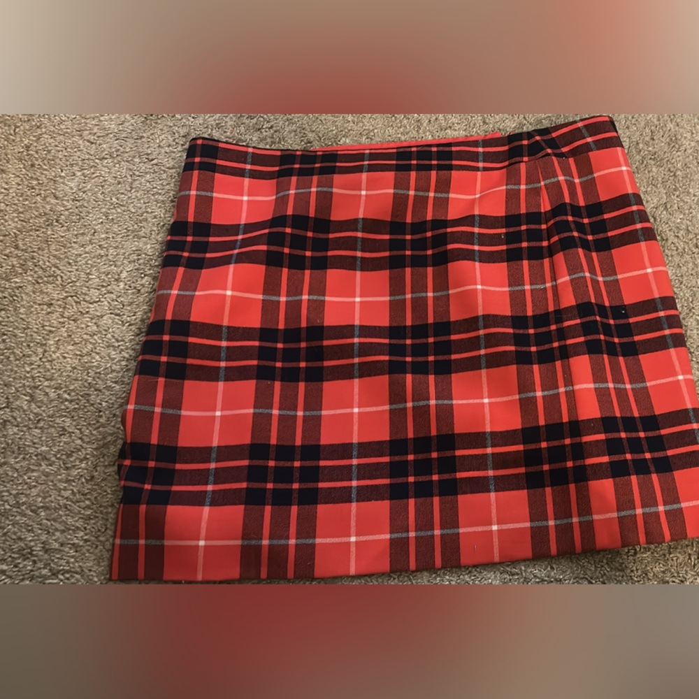 J. Crew Vibrant Red plaid skirt 12